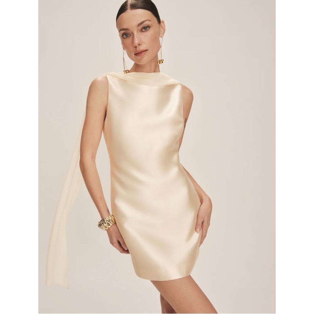 Reformation Ecru Mini Dress Satin Butter Size 6